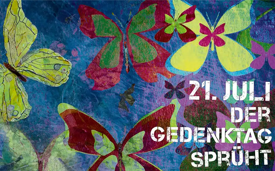 Schmetterlinge aus Kreide zum Tag der Drogentoten